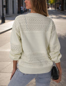 Fashion Solid Color Long Sleeve Round Neck Pullover Loose Knitted Tops, Women's Clothing