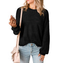 Fashion Solid Color Long Sleeve Round Neck Pullover Loose Knitted Tops, Women's Clothing
