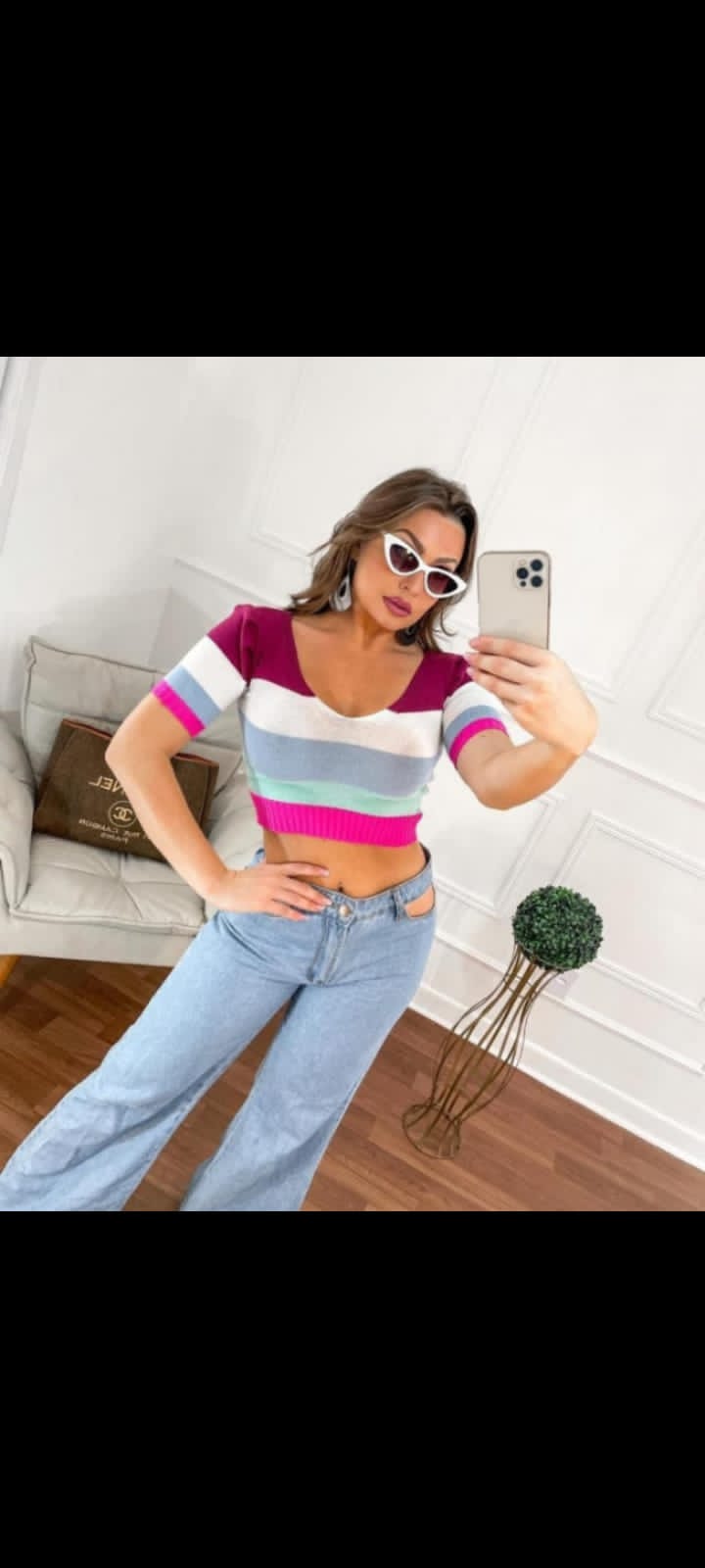 Cropped modal com elastano