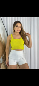 Cropped tricô com elastano