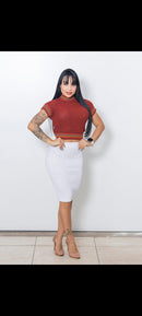 Cropped tricô com elastano