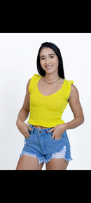 Cropped tricô com elastano