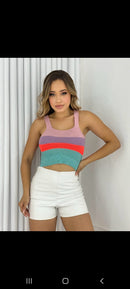 Cropped tricô com elastano