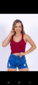 Cropped tricô com elastano