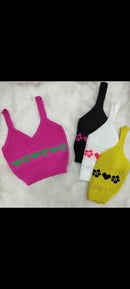 Cropped tricô com elastano