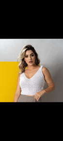 Cropped tricô com elastano