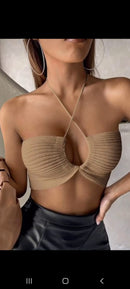 Cropped tricô com elastano