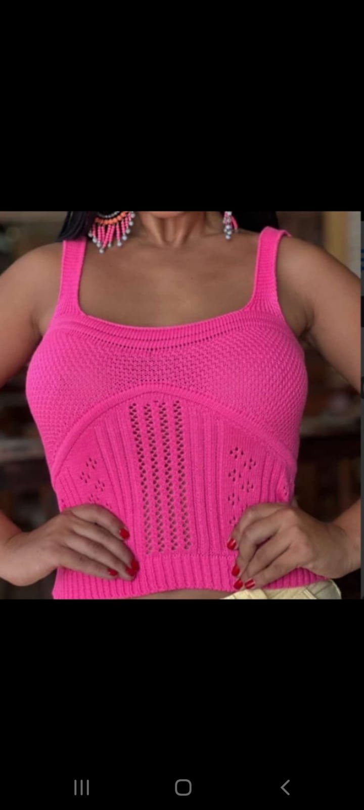 Cropped tricô com elastano