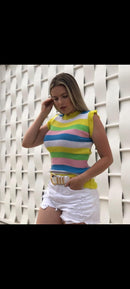 Cropped tricô com elastano