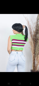 Cropped tricô com elastano