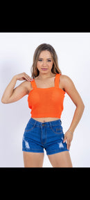 Cropped tricô com elastano