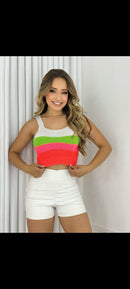 Cropped tricô com elastano