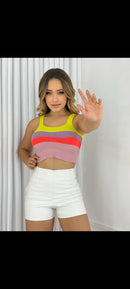 Cropped tricô com elastano