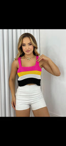 Cropped tricô com elastano