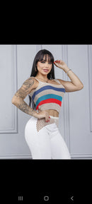 Cropped tricô com elastano