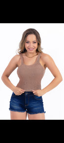 Cropped tricô com elastano