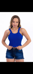 Cropped tricô com elastano