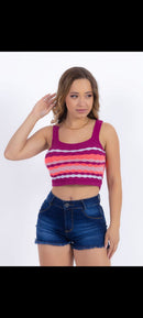 Cropped tricô com elastano