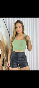 Cropped tricô com elastano