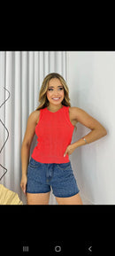 Cropped tricô com elastano