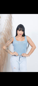 Cropped tricô com elastano