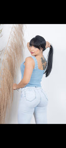 Cropped tricô com elastano