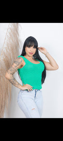 Cropped tricô com elastano