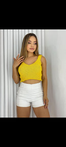 Cropped tricô com elastano