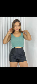 Cropped tricô com elastano