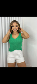 Cropped tricô com elastano