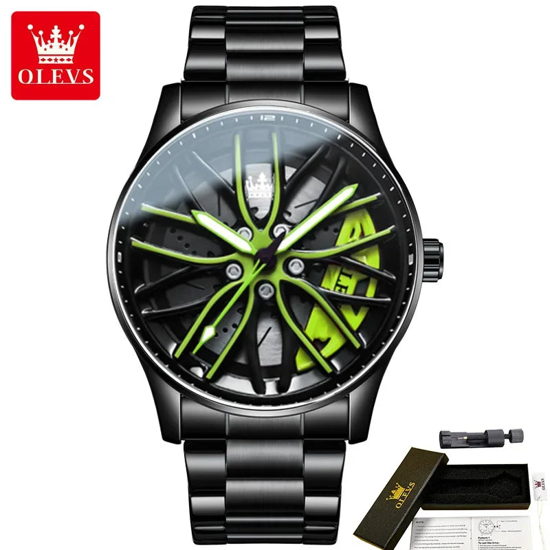 Olevs 9937 – Relógio Esportivo Masculino, Design de Roda, Luxo e Resistência!