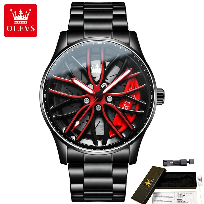 Olevs 9937 – Relógio Esportivo Masculino, Design de Roda, Luxo e Resistência!