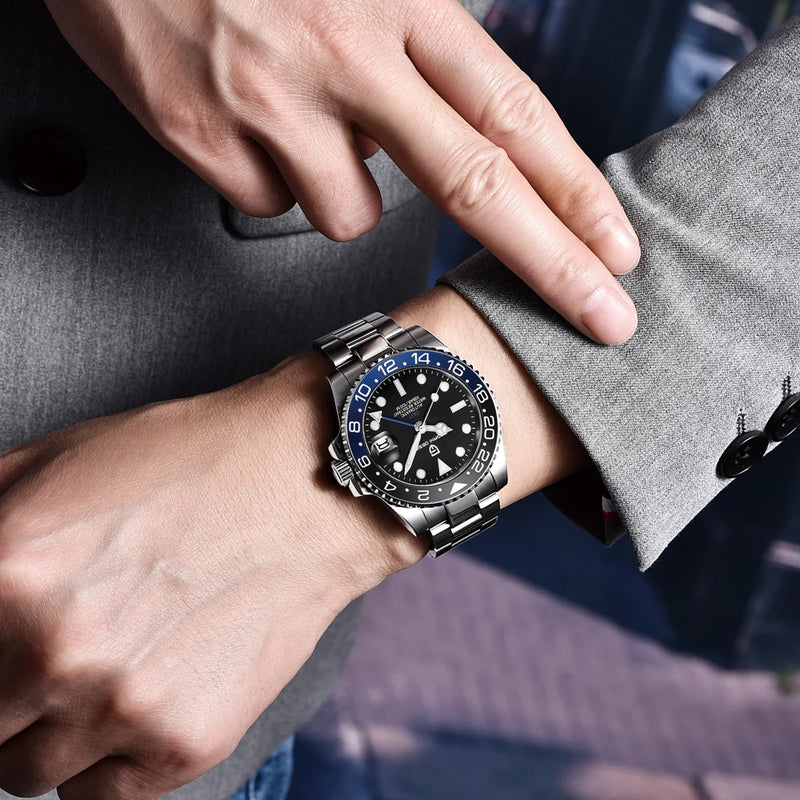 Relógio Automático Luxo Pagani Design PD-1662 GMT 40MM – Aço Inoxidável 100M