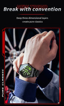 Olevs 9937 – Relógio Esportivo Masculino, Design de Roda, Luxo e Resistência!