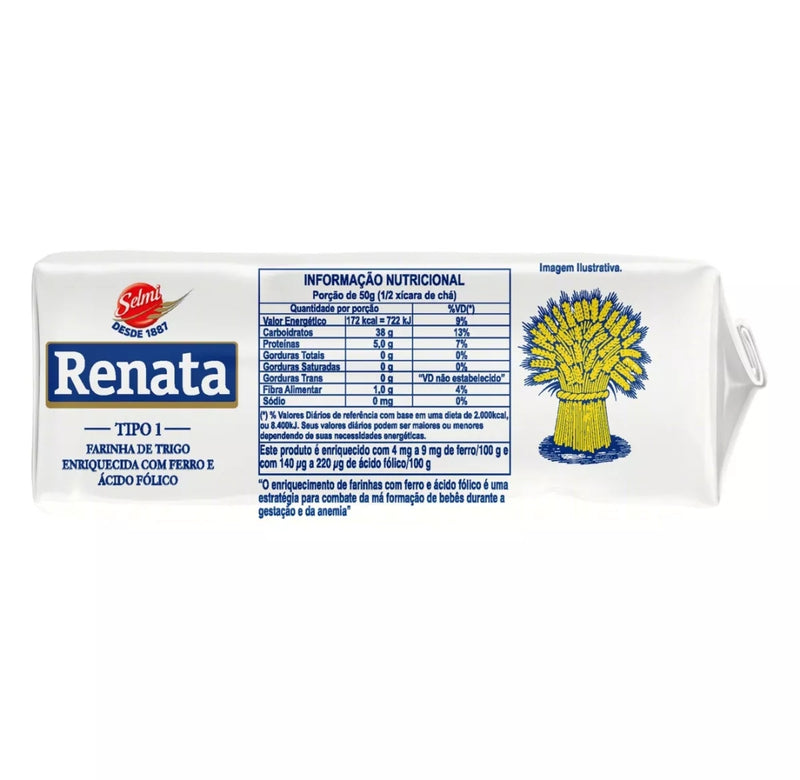 Farinha de Trigo Tipo 1 Tradicional Renata Pacote de 1Kg
