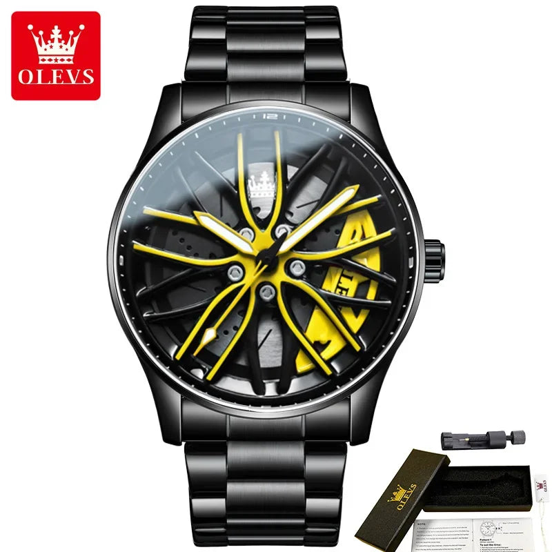 Olevs 9937 – Relógio Esportivo Masculino, Design de Roda, Luxo e Resistência!