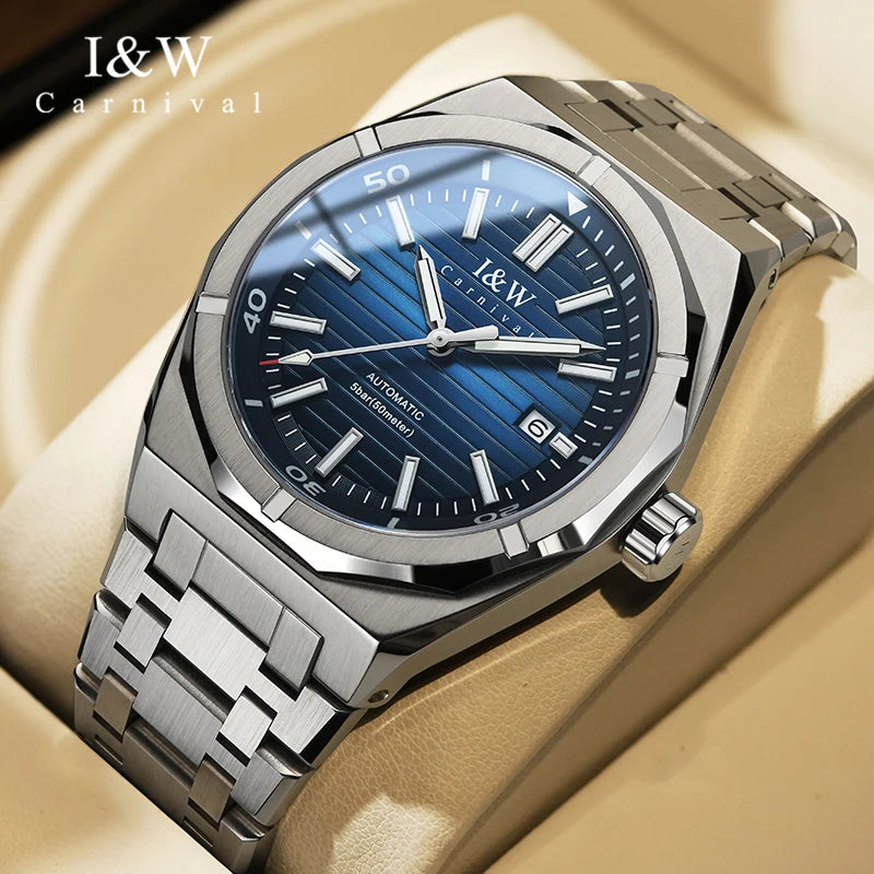 Montre Homme 2023 New CARNIVAL Watches MIYOTA Movement Automatic Watch for Men Sapphire Luminous Calendar 50m Waterproof Relógio